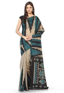 Ikat Printed Art Silk Saree in Beige Ikat Printed Art Silk Saree in Beige