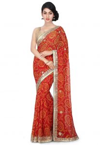 Bandhej Georgette Saree in Maroon Bandhej Georgette Saree in Maroon