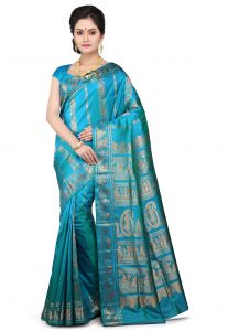 Handloom Pure Sournachuri Silk Saree in Teal Blue Handloom Pure Sournachuri Silk Saree in Teal Blue