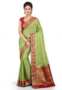 Woven Pure Mysore Silk Saree in Light Green Woven Pure Mysore Silk Saree in Light Green