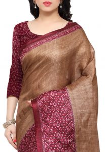 Block Prints on Tussar Silk Saree Block Prints on Tussar Silk Saree