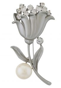 Stone Studded Brooch in Silver Stone Studded Brooch in Silver
