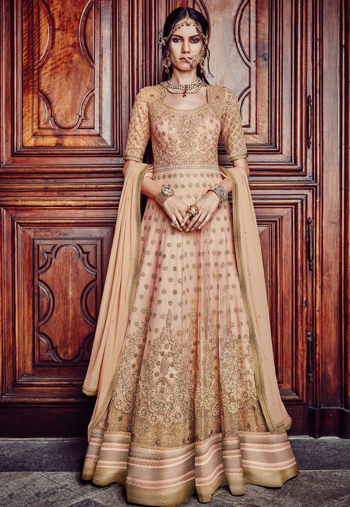 Brown Anarkali Floor Length Dress