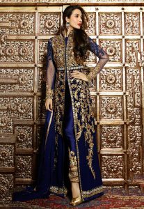 Embroidered Abaya Style Front Slit Georgette Suit in Navy Blue Embroidered Abaya Style Front Slit Georgette Suit in Navy Blue