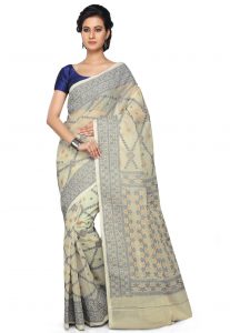 Bengal Handloom Cotton Saree in Off White Bengal Handloom Cotton Saree in Off White
